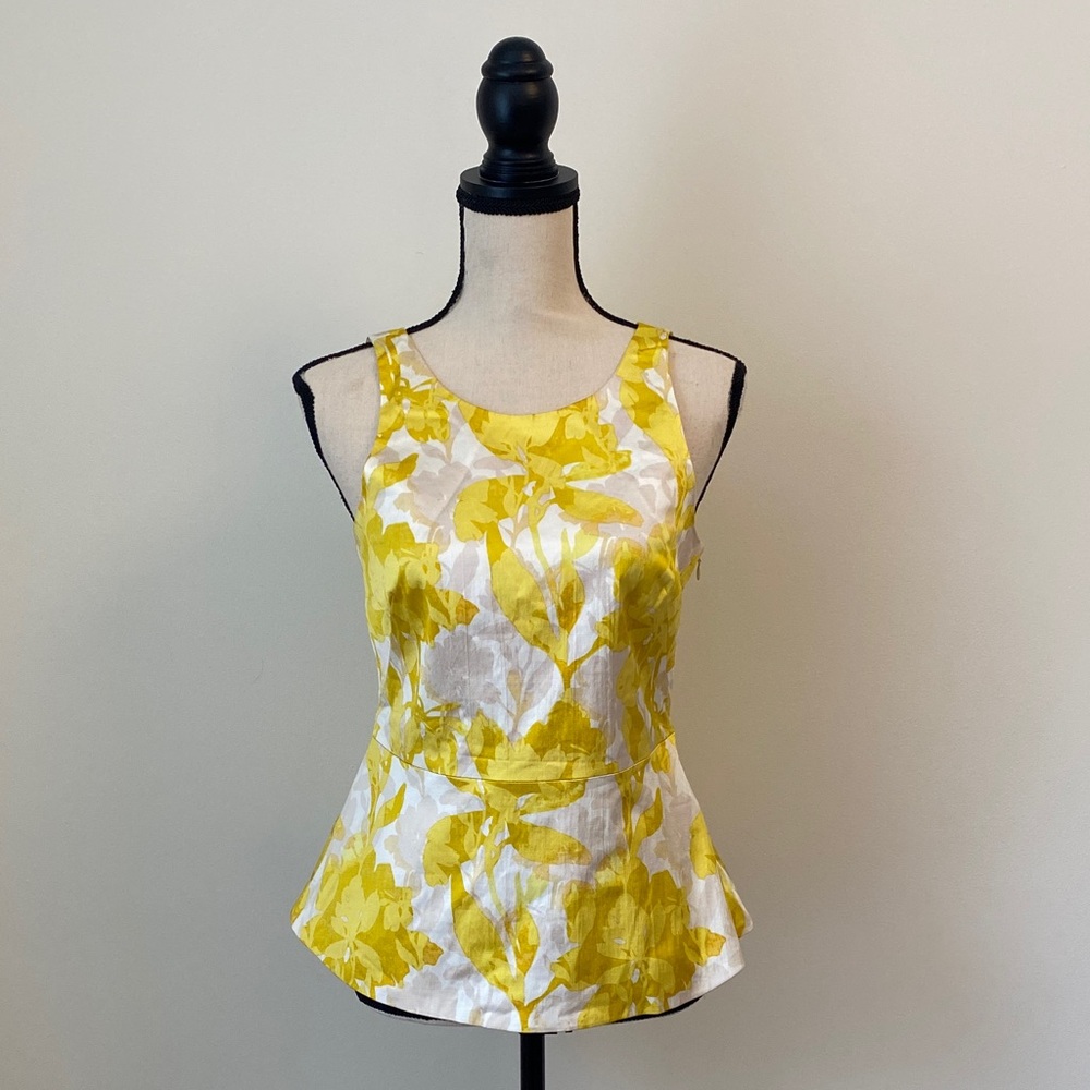Banana Republic Floral Yellow and White Women's Top